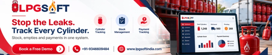  LPGSoft gas cylinder business software for cylinder tracking, stock management, payment tracking, and LPG distributor delivery management.